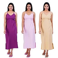 Women Cotton Maxi Seamless Bra Nighty Slip - Pack of 3 Women Cotton Maxi Seamless Bra Nighty Slip - Pack of 3