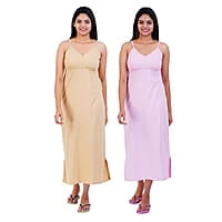 Women Cotton Maxi Seamless Bra Nighty Slip - Pack of 2 Women Cotton Maxi Seamless Bra Nighty Slip - Pack of 2