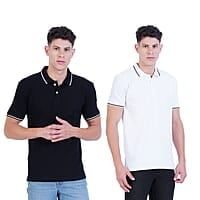 Wemyc Men's Cotton Rich Solid Polo T-Shirt Regular Fit- Pack of 2 Wemyc Men's Cotton Rich Solid Polo T-Shirt Regular Fit- Pack of 2