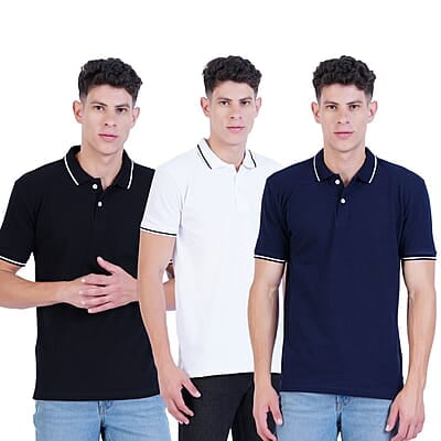 Wemyc Men's Cotton Rich Solid Polo T-Shirt Regular Fit Combo