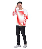Men's Premium Red Striped Regular Fit Full Sleeve Cotton T-Shirt Men's Premium Red Striped Regular Fit Full Sleeve Cotton T-Shirt