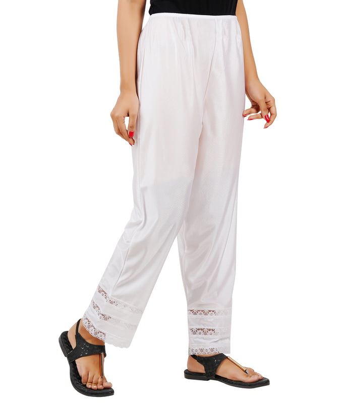 White Wemyc Women's Nylon Ankle Length Pants / Capris / Pant slip White Wemyc Women's Nylon Ankle Length Pants / Capris / Pant slip
