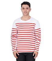 Men's Premium Red Striped Regular Fit Full Sleeve Cotton T-Shirt Men's Premium Red Striped Regular Fit Full Sleeve Cotton T-Shirt