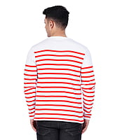 Men's Premium Red Striped Regular Fit Full Sleeve Cotton T-Shirt Men's Premium Red Striped Regular Fit Full Sleeve Cotton T-Shirt