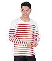 Men's Premium Red Striped Regular Fit Full Sleeve Cotton T-Shirt Men's Premium Red Striped Regular Fit Full Sleeve Cotton T-Shirt