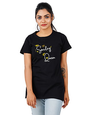 Printed Regular Fit T Shirt -Black